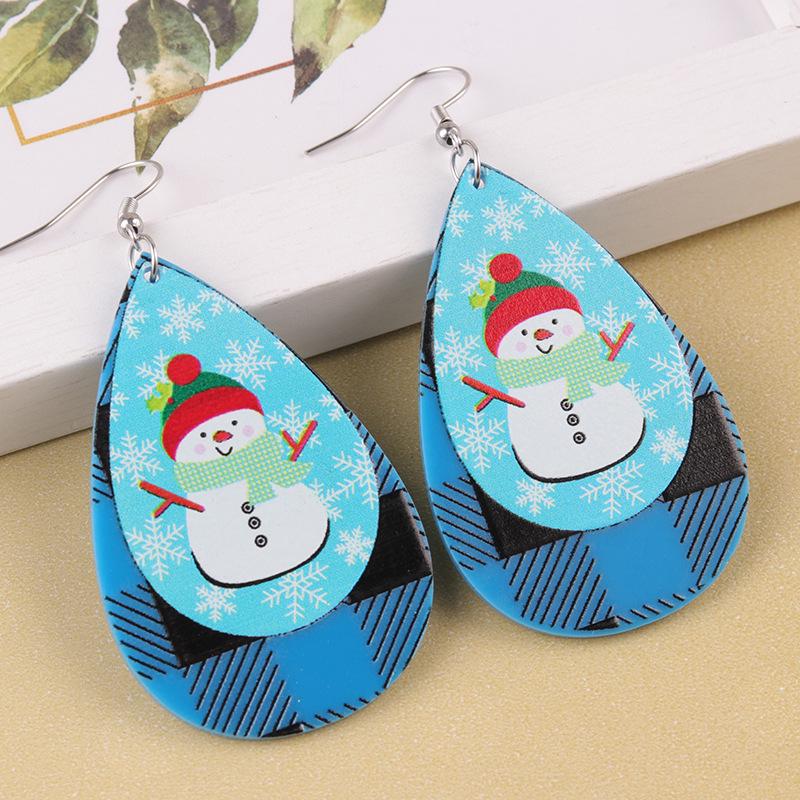 Snowman & Reindeer Christmas Teardrop Earrings