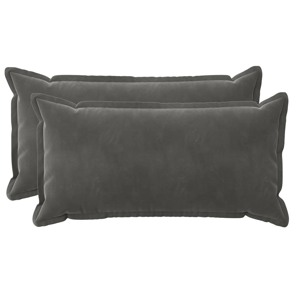 Pillow Cover 2 pcs HOUTEN Dark Grey 40 x 70 cm Velvet