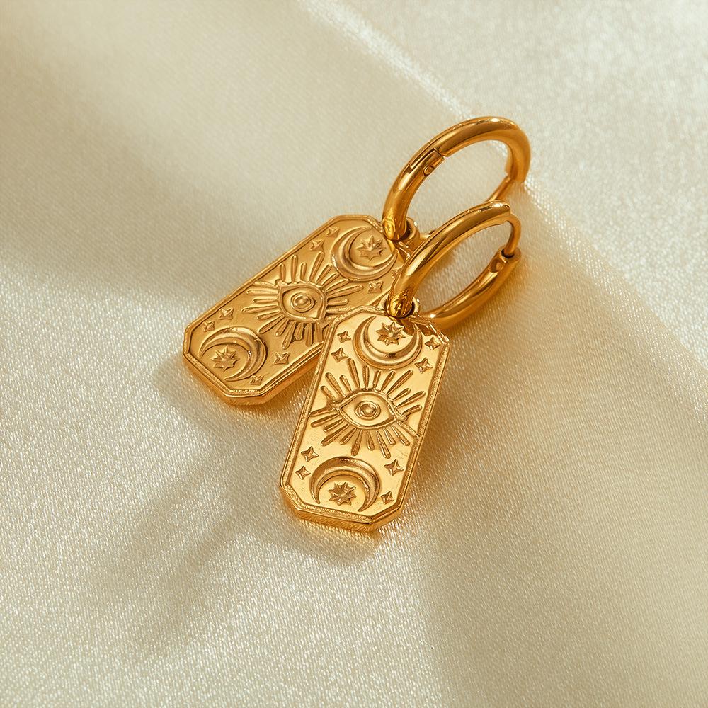 Klassisk luksus mystisk øye rustfritt stål øredobber egnet for kvinner å bruke fasjonabel Zirkon for sommerreise