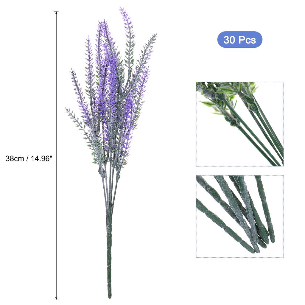 30 Bundles Artificial Lavender Flowers Fake Lavender Flowers Plastic for Indoor/Outdoor Home Wedding Kitchen Garden Office Porch