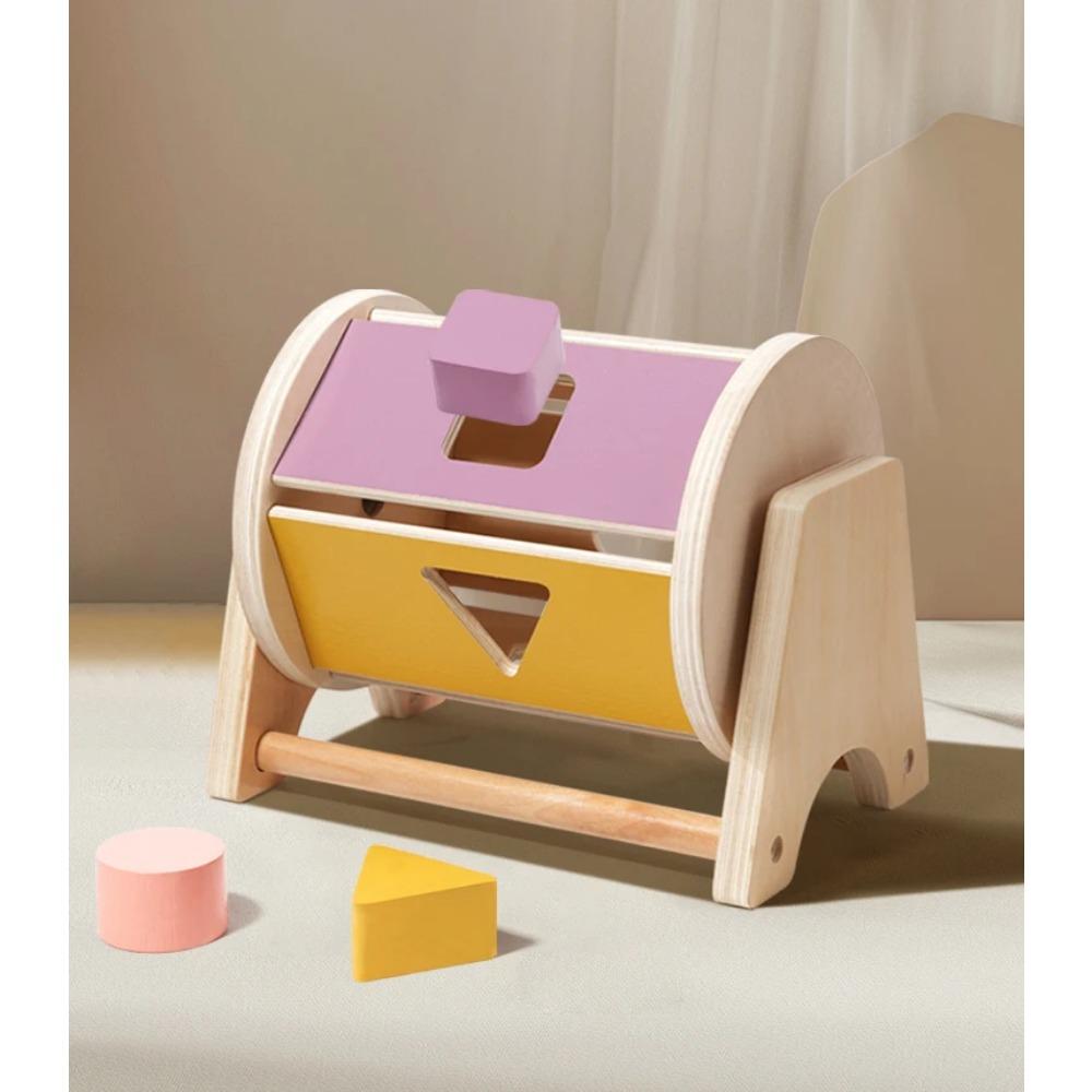 New Montessori Macarone Color Spinning Drum Match Coin Box Permanent Box Round Rectangular Box Kids Sensory Toys for Baby Gifts