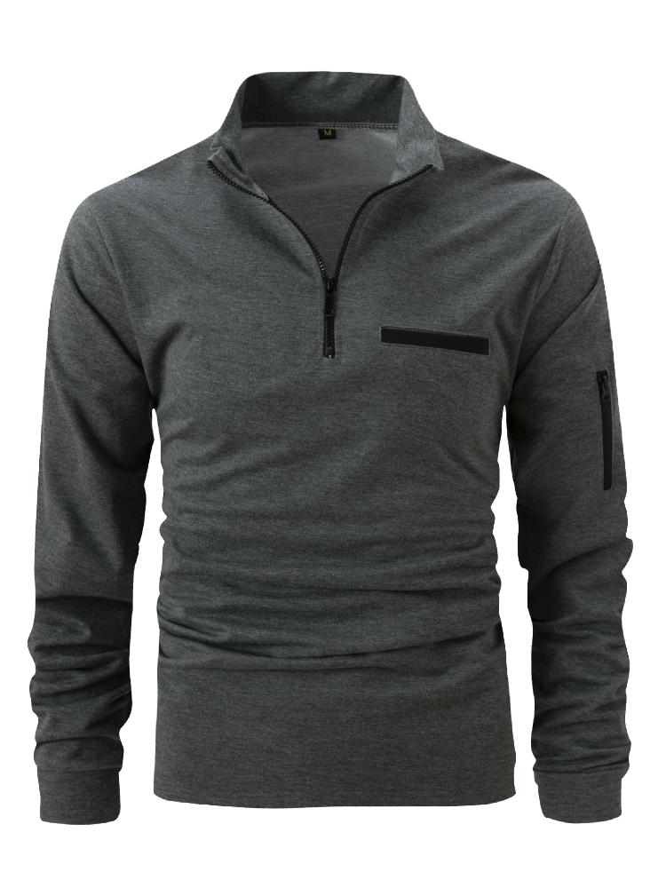 Pánské jarní a podzimní polo tričko, zip na rukávu, sportovní polo tričko