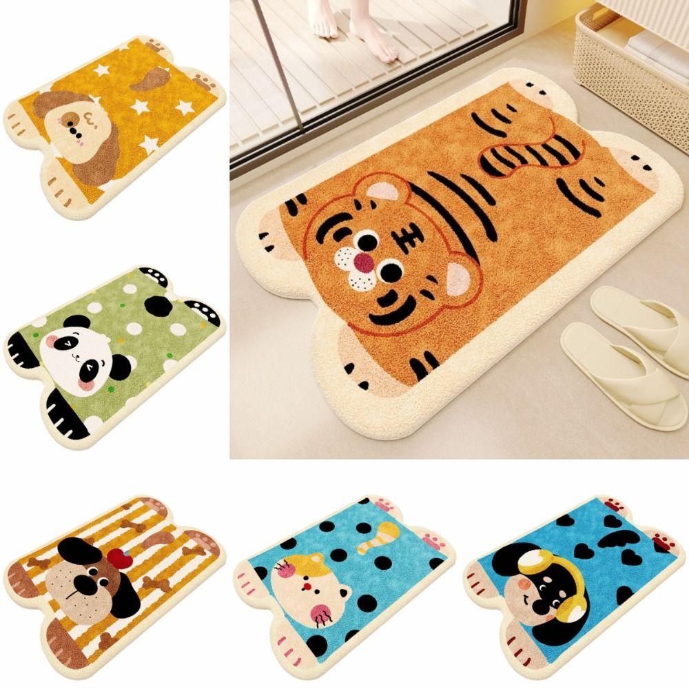 Material Bathroom Floor Mat Cartoon Design Water Absorption Foot Mat Irregular Shaped Non-Slip Toilet Carpet Bathroom Use