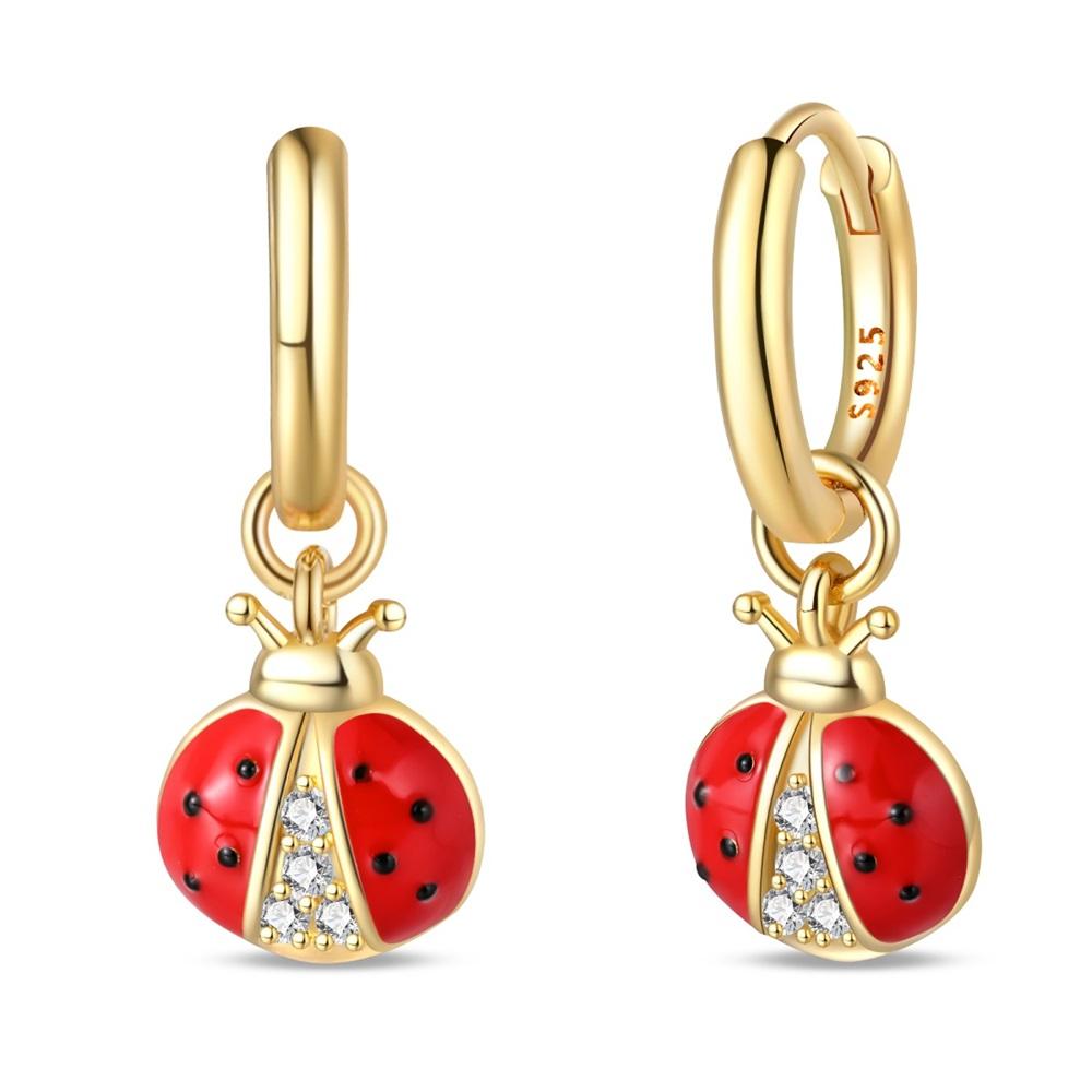 Red Series 925 Silver Apple Strawberry Cherry Rose Ladybug Wine Glass Earrings Fun Birthday Party Gifts
