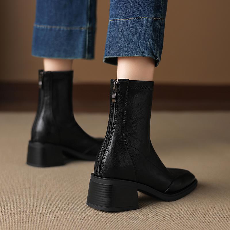 Krazing Pot Microfiber Winter Square Toe Modern Size 33 Boots Size 43 Zipper Fashion Ankle Boots