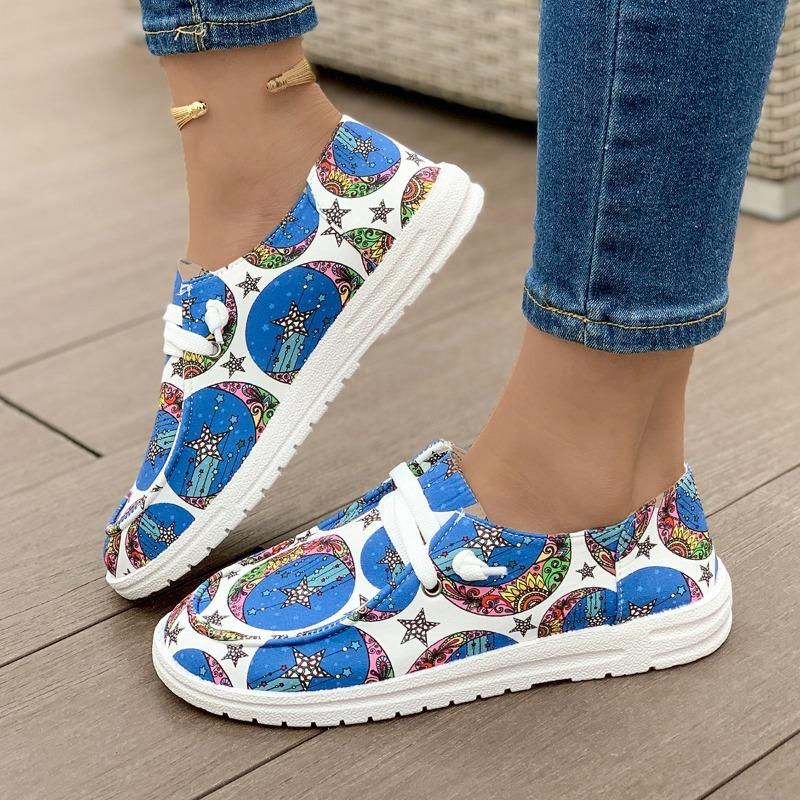 2025 New Canvas Print Colorful Export Ethnic Style Flat Casual Women's Shoes