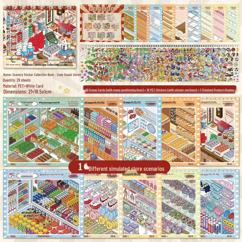 Miniature Diorama Sticker Set: 20 Styles of Transparent Cartoon Stickers for DIY Collage and Children's Crafts.
