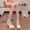 Fashion 2024 Lolita Shoes Women Mary Janes High Heels Shoes Ladies Platform Sandals Female Fashion Elegant Cross Strap Thick Heel Shoes