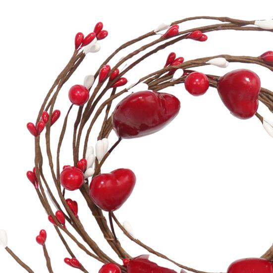Pierścień na świecę w kształcie serca z jagodami Sztuczny wieniec z czerwonych jagód Uchwyt na świecę Girlanda Walentynki Dzień Matki Święto Impreza Dekoracja stołu