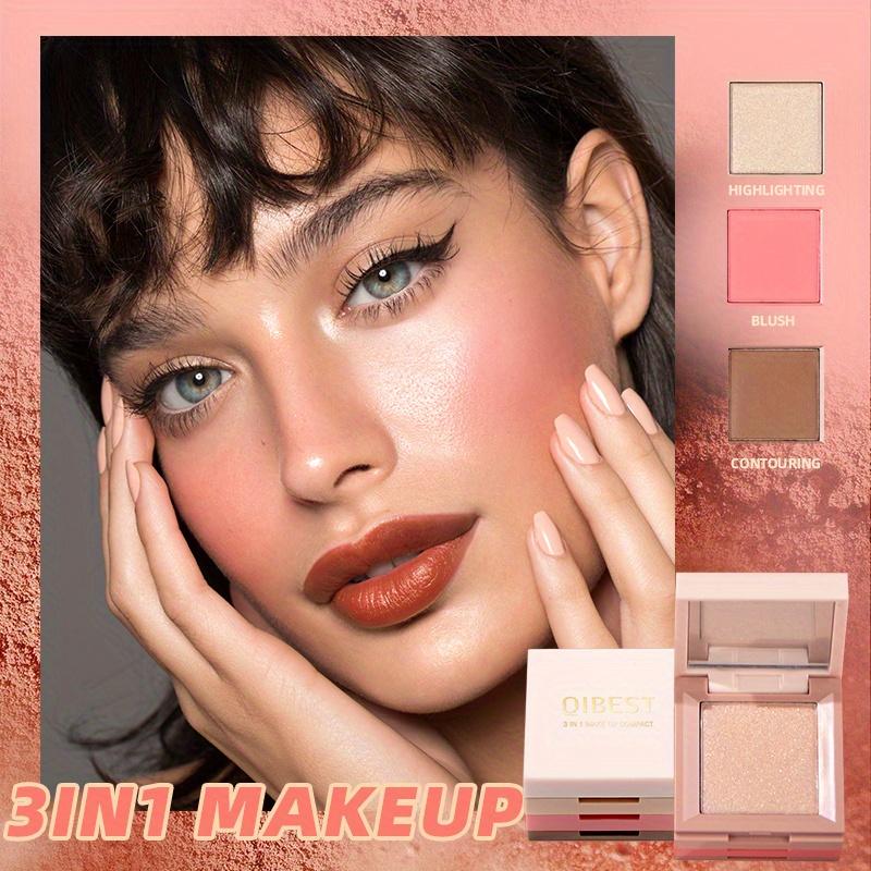 3 w 1 rozświetlacz do twarzy i paleta do konturowania różem Pearl Polarising Stereo Matte Finishing Powder Natural Waterproof Eye Shadow Makeup Palette