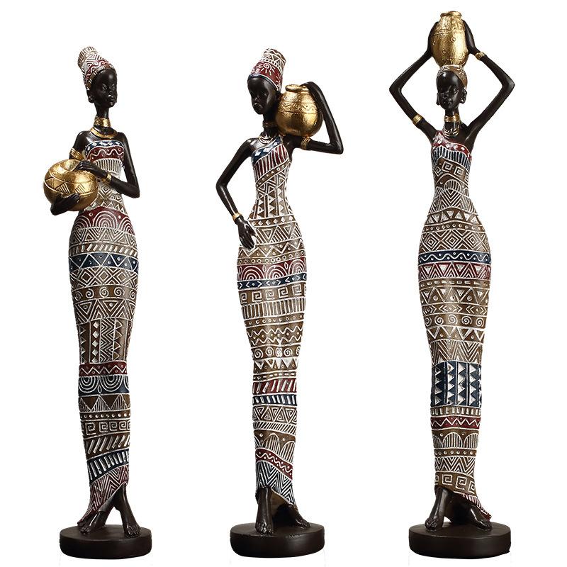Retro Africká řemesla Exotické Ozdoby Socha Černé Ženy Domácí Vstup Obývací Pokoj Měkká Dekorace