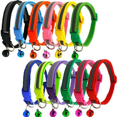 Adjustable Reflective Cat Collar with Breakaway Safety Bell Elastic Neck Ring for Pets