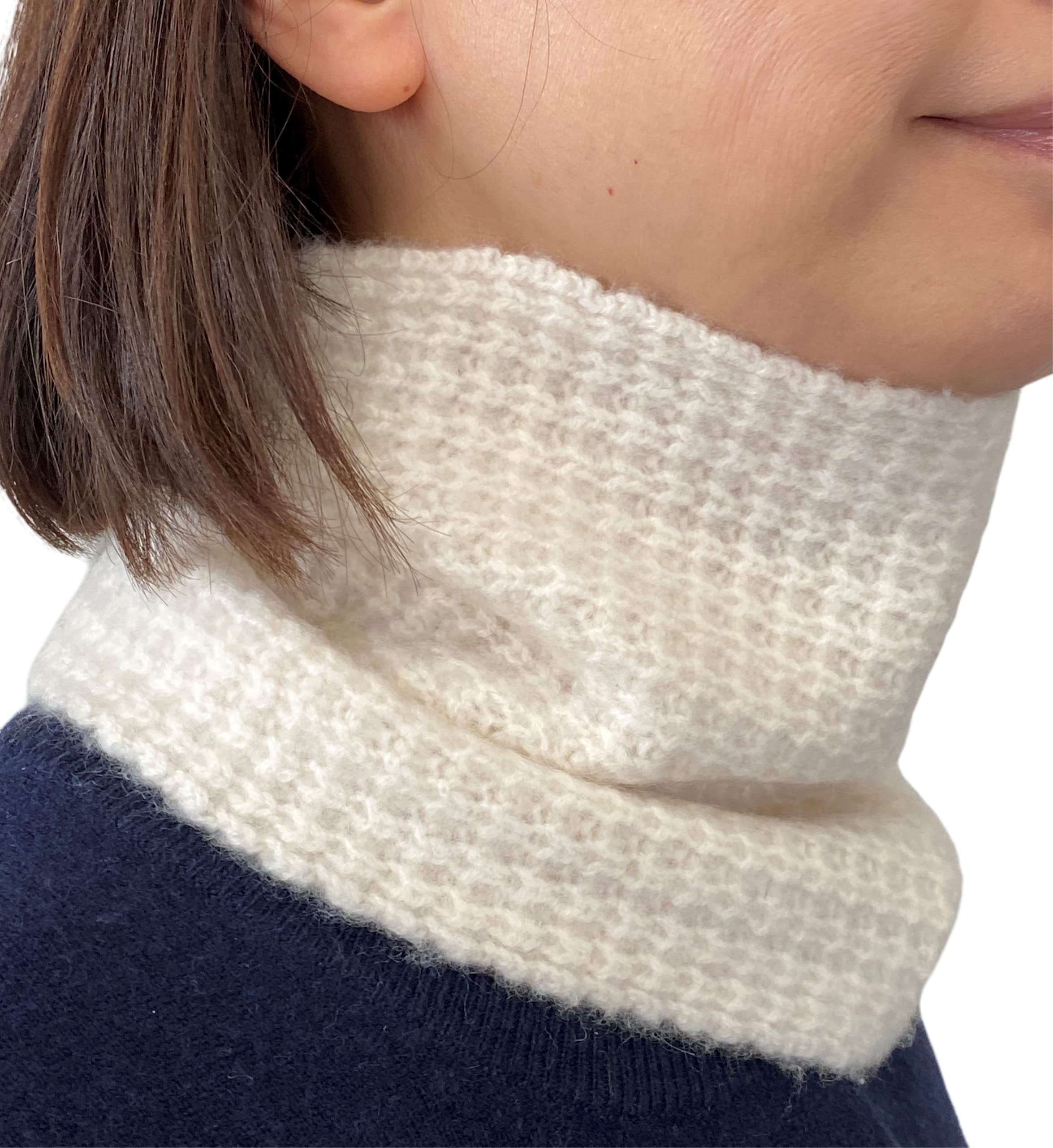 

Кашемировый воротник для мужчин, вязаный вафельным узором, однотонный, идеально подходит как воздушный пушистый I.P.P. 100% Шарф-снуд женский, Вязаный, Цветной, Подарок, I.P.P. (Белый с оттенком)