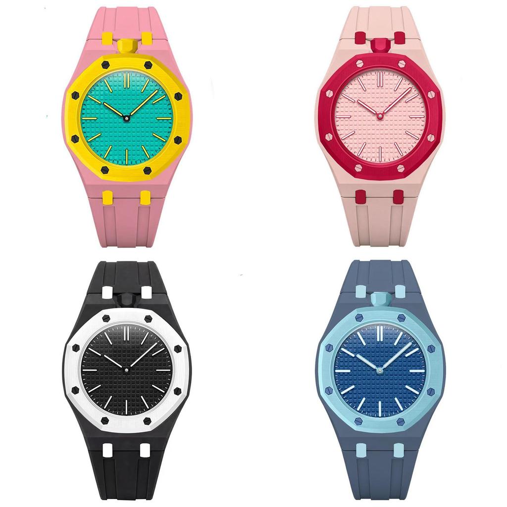 Mens Octagonal Quartz Watch With Silicone Strap For Fashion And Casual Wear