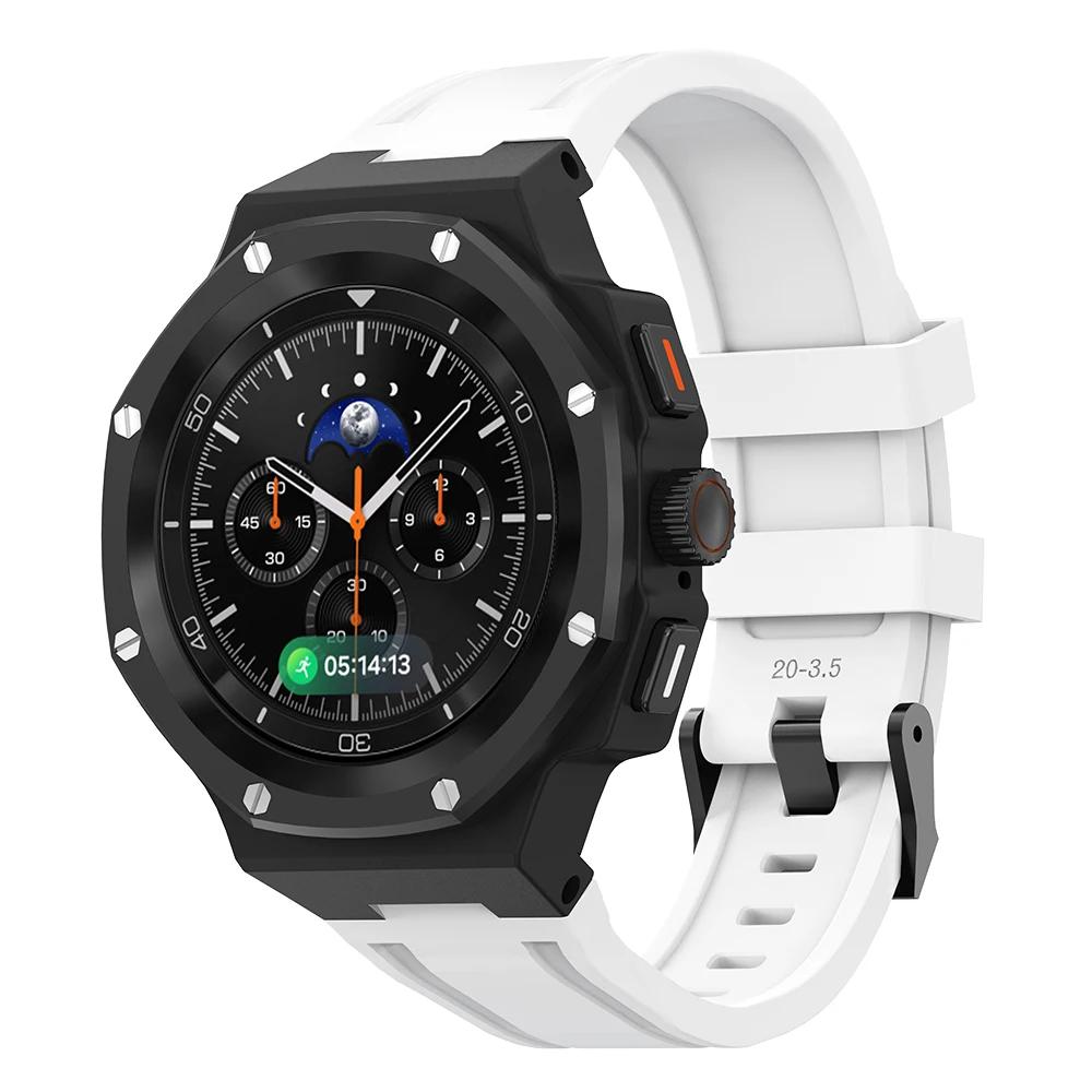 Metal Case Rubber Band For Samsung Watch 8 40mm 44mm 8Classic 46mm Luxury Modification Kit  For Watch 8 Refit Kit Accessories