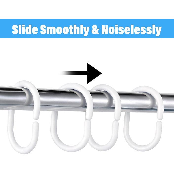24 PCS White Plastic Shower Curtain Rings, C-Shaped Ring Hooks for Bathroom, Tub, and Window Rods Curta Hanger