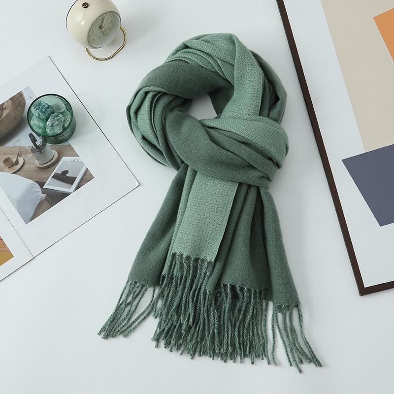Double-sided Two-color Scarf for Women Autumn and Winter High End New Wool Scarf Shawl Imitation Cashmere Scarf