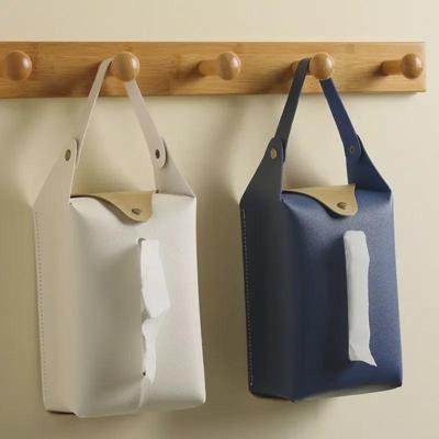 Nordic Style Hanging Leather Tissue Box for Home, Living Room, Dining Table, Bathroom, or Car.