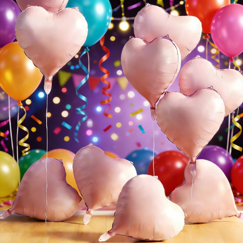 10pcs/set 18 Inch Pink Heart-Shaped Aluminum Foil Balloons Weddings Engagements Anniversaries Mother's Day Graduation Decoration