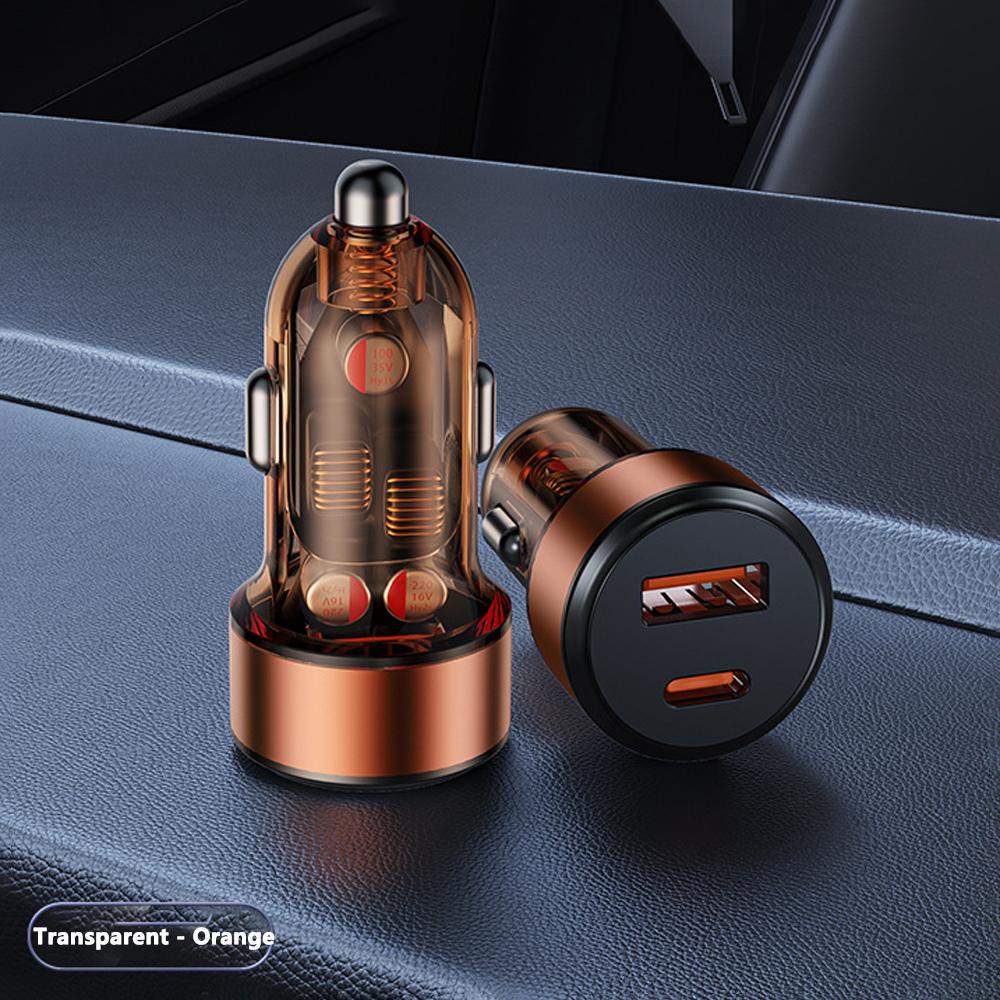 100W Mini Pull Ring Car Charger PD30W QC3.0 Fast Charging USB Type C Car Phone Charger Adapter for Xiaomi Samsung Huawei
