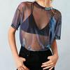 European Style Laser Mesh Short-Sleeve Women's See-Through T-Shirt - 5 Colors, 4 Sizes, 2023 Trend.