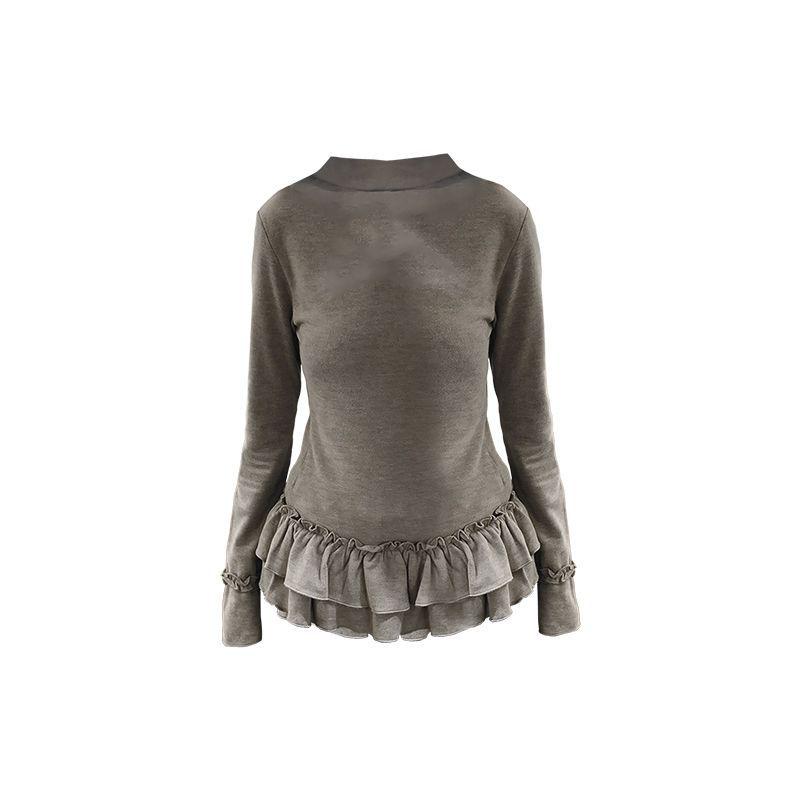 

German Velvet Long-Sleeve Women s T-Shirt, Slim-Fit and Versatile, with a Half-High Collar for Autumn/Winter. Trendy and Flattering, 270g. XL