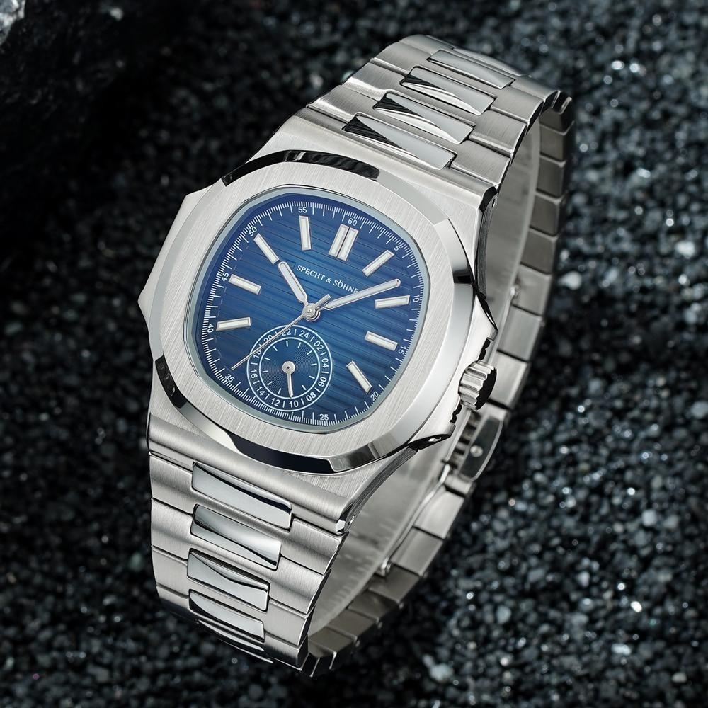 Specht & Söhne Men's Classic 5980 Watch Japan VH60 Movt Luminous AR Coating Sapphire Crystal Steel Wristwatches 50M Waterproof