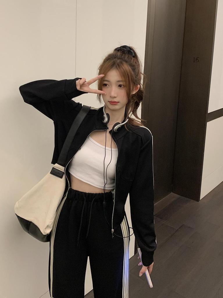 Women's Trendy Two-Piece Set: Velvet Cardigan Hoodie & Wide-Leg Pants for Autumn/Winter 2025 Fashion.