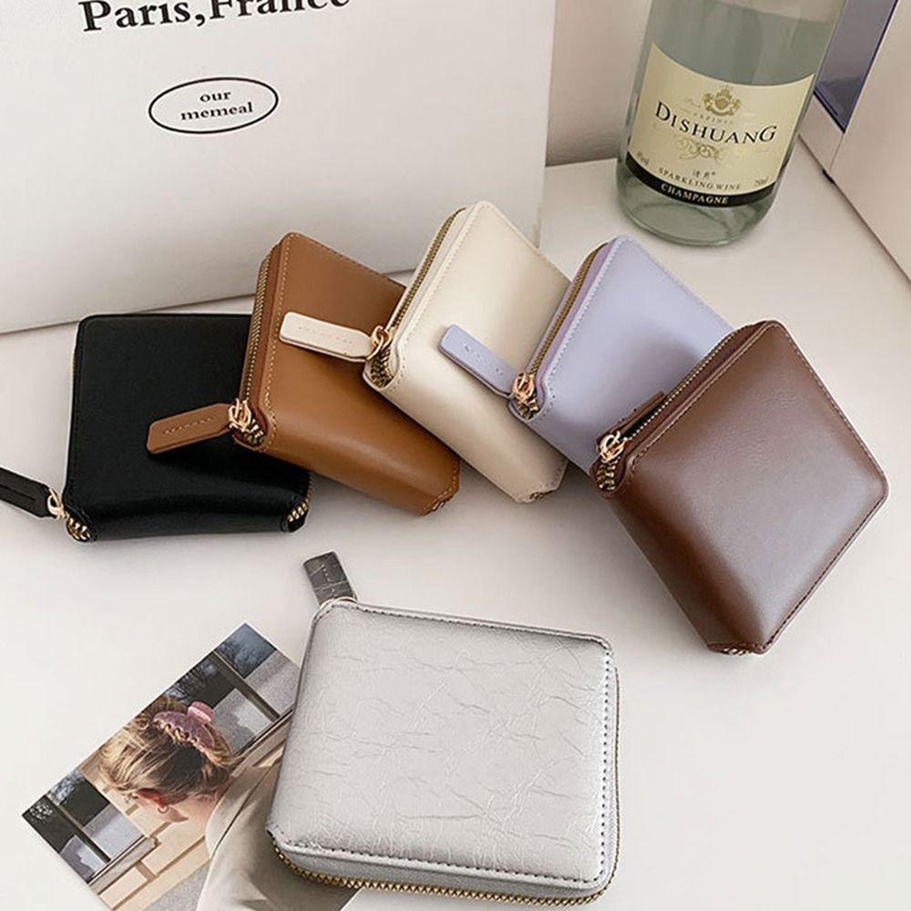 Wallets PU Zipper Wallet Korean Style Card Holder Casual Solid Color Coin Purse  Student