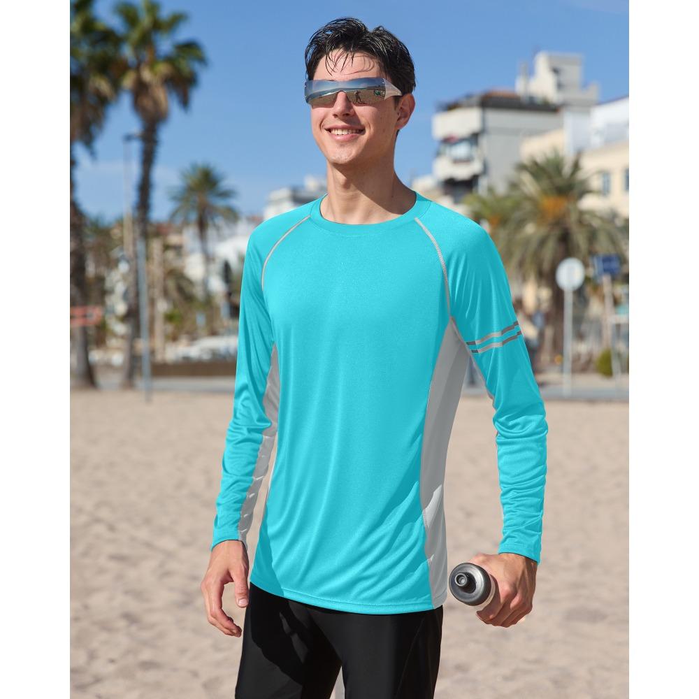 CHARMLEAKS Mens UPF 50+ Long Sleeve Rash Vest Quick Dry Rash Guards Surfing Swim Shirt