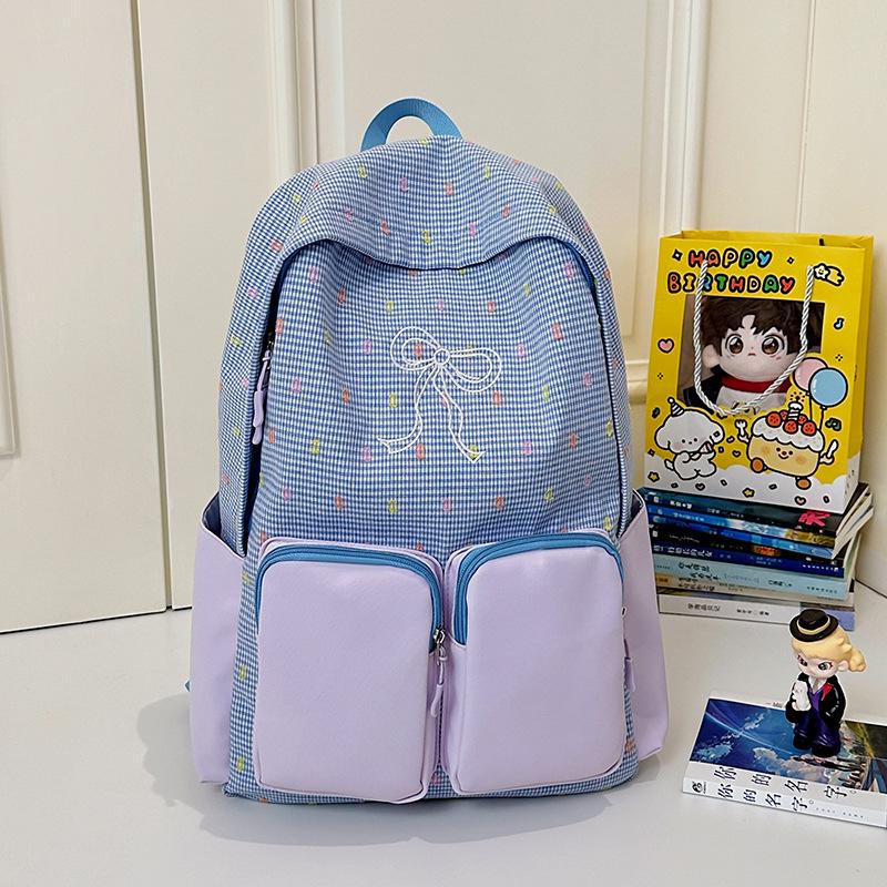 College style color matching backpack women's new schoolbag junior high school girls college students travel light backpack