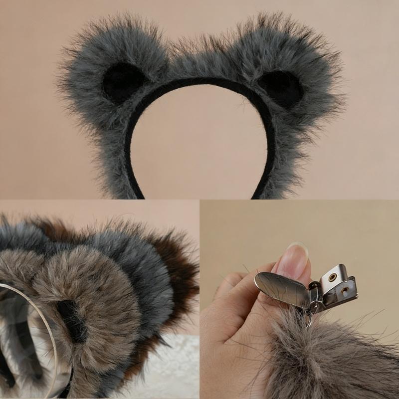 1 Stück Kinder Bärenkostüm Set Bärenohren Stirnbänder Schwanz Tutus Rock Tier Cosplay Kostüme für Halloween Weihnachtsfeier