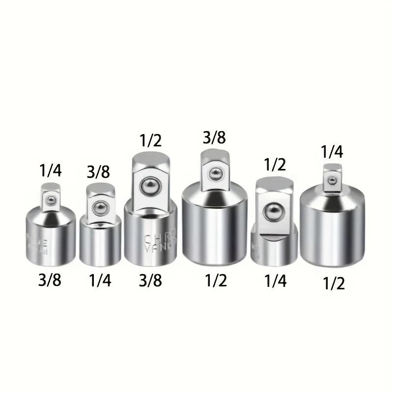 

6pcs Ratchet Wrench Socket Converter Sleeve Head Adapter 1/2 Big Fly To 3/8 To 1/4 Stainless Steel To 1/4 To 1/2 To 3/8 срібний