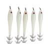 5PCS Hard Fishing Lure Simulation Squid False Bait Hooks Artificial Squid Double Hook JigLuminous White
