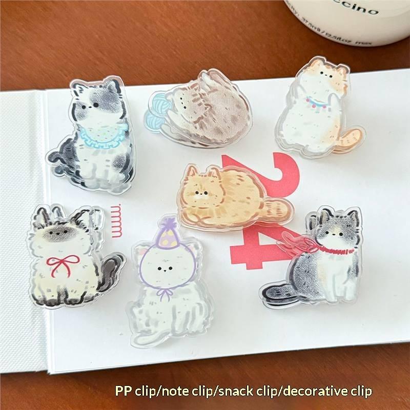 Cartoon Cat Decorative Acrylic Clip Multi-Functional Snack Sealer Sticky Note Clip for Gift Office School Supply A1