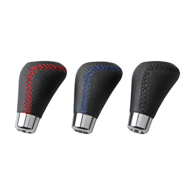 Universal Luxury Car Gear Shift Knob Gear Stick Black Red Line Stitche PU Leather 5 Speed Manual Shifter Lever Car Accessories