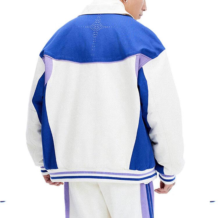 Li Ning Reignite Serisi Renk Bloklu Fermuarlı Yaka Uzun Kollu Pamuklu Ceket Unisex Ceket Kirli Beyaz Mor Mavi AJMU045-2
