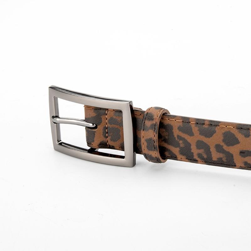 Leopard Print Fashion Retro Women's Belt Korean Style Trendy Alloy Pin Buckle Versatile Jeans Decorative Belt for Women