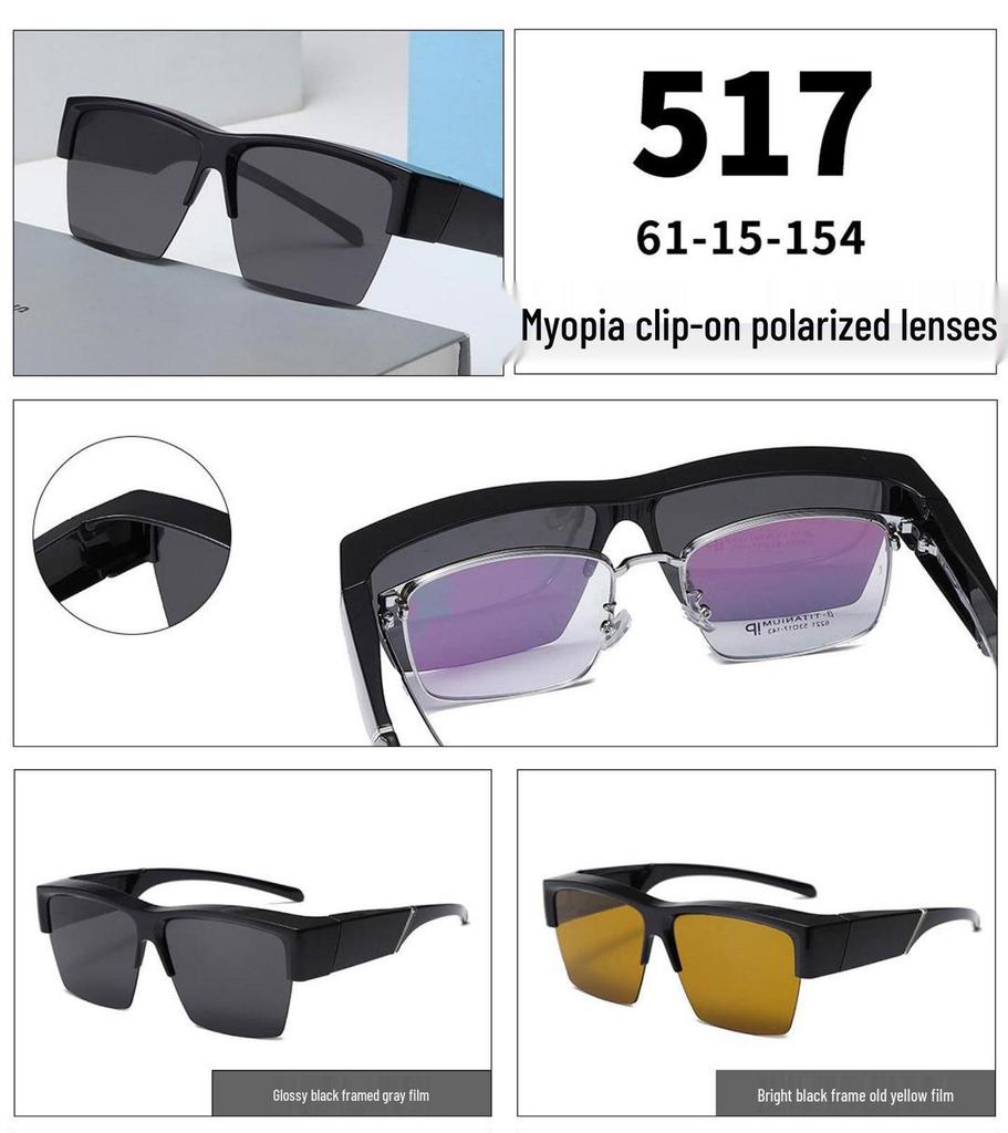 High-End Square Half-Frame Polarized Sunglasses for Men and Women with UV Protection