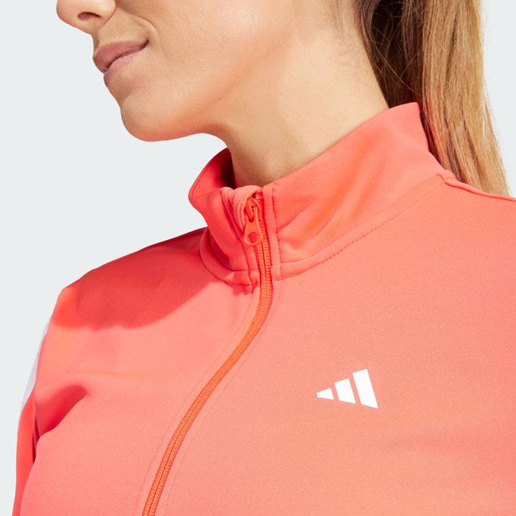 Adidas Aeroready Train Essentials Three-Stripe Colorblock Stand Collar Long Sleeve Jacket Women Jacket Red IS3976