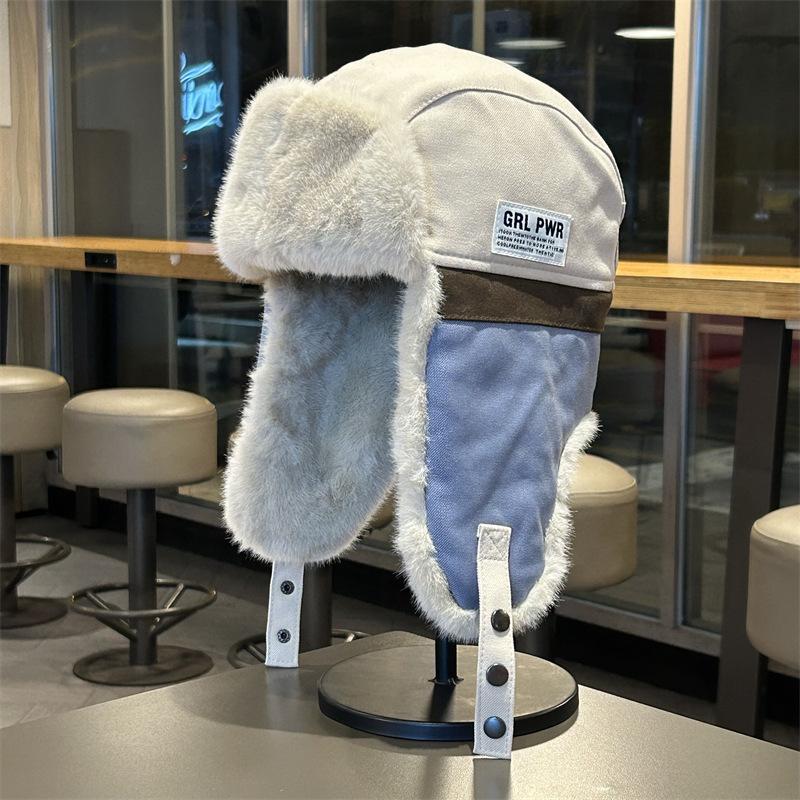 Color-blocked Lei Feng Hat for Men and Women In Winter Thickened and Warm  Versatile Ear Protection Hat for Outdoor Travel  Ski Pilot Hat