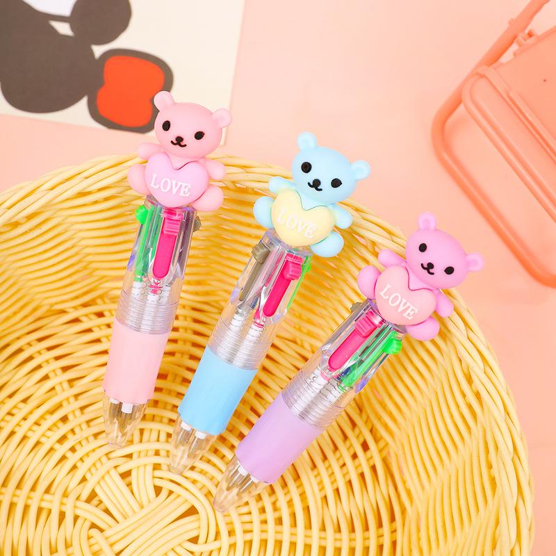 Entzückender Tierkopf Mini-Kugelschreiber in vier Farben - Schülergeschenk Schreibwaren.