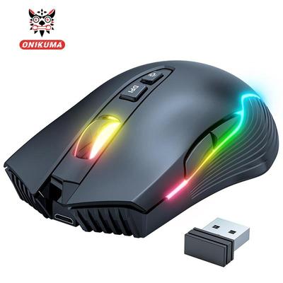 ONIKUMA Ratón inalámbrico para juegos USB 2,4G, ratón RGB Golwing de 3000 DPI para juegos, ratón con batería de gran capacidad para juegos y oficina, sensación cómoda en la mano