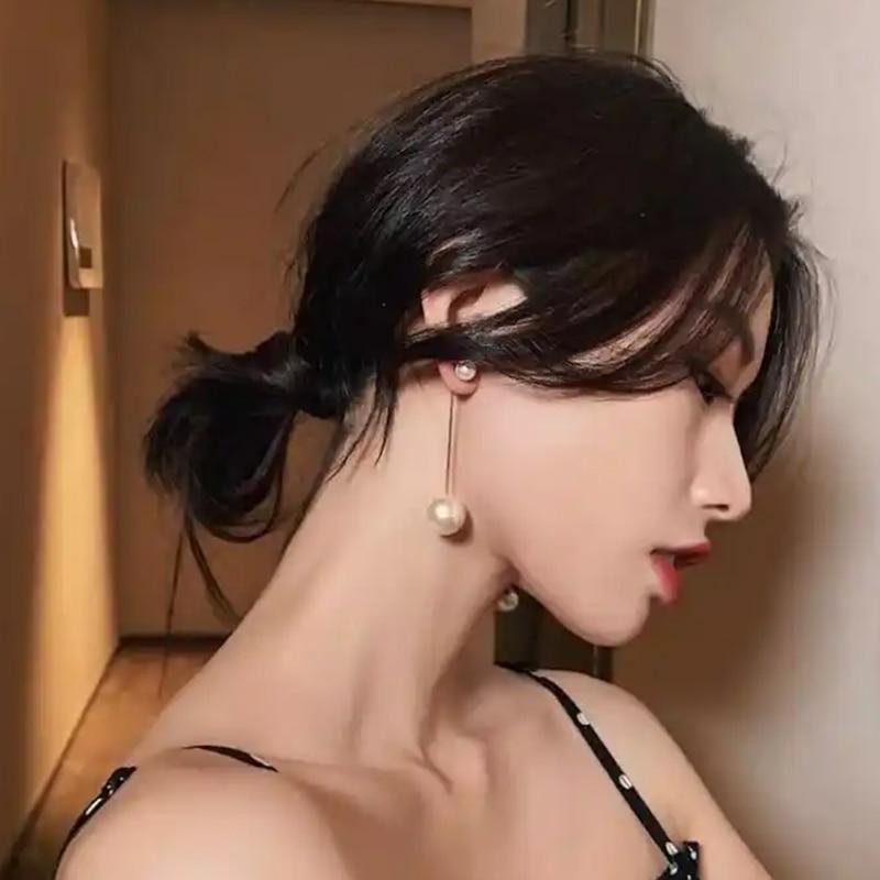 Cercei Dama Minimalist Long Pearl Earrings, I Love Pearls Theme, Gold Color, Elegant Fashion Jewelry EFAYN
