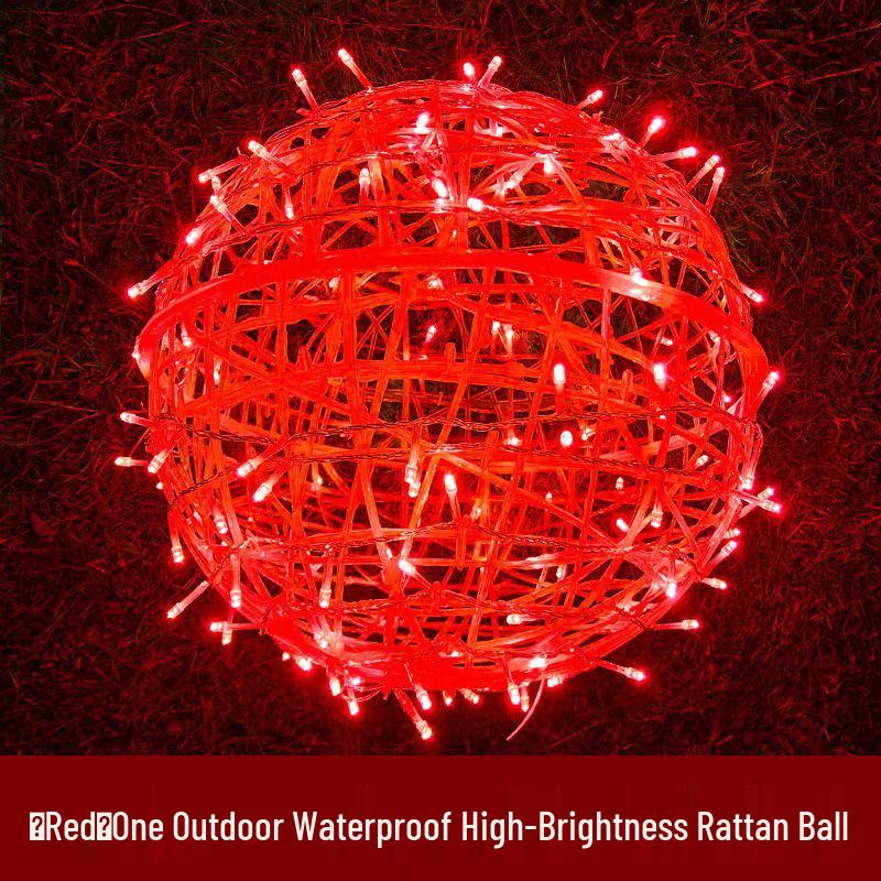 Outdoor Waterproof LED Rattan Ball String Lights for Tree Decoration - Flashing Holiday Lighting for Christmas and Spring Festival