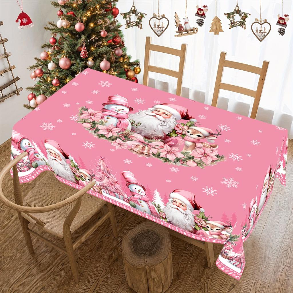Pinke Frohe Weihnachten Weihnachtsmann Tischdecke Winter Weihnachten Hochzeitsfeier Deko Esszimmer Tischdeko Navidad Dekorationen 2025