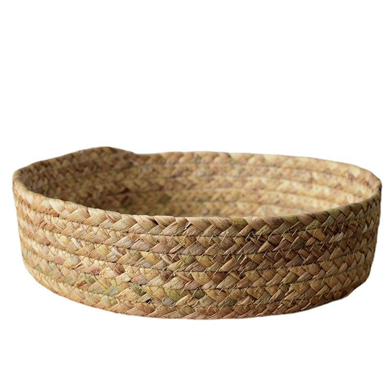 Round Woven Water Hyacinth Basket - Home Snack and Sundries Organizer