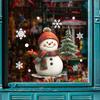Cartoon Snowman and Christmas Tree Home Glass Window Beautification Stickers