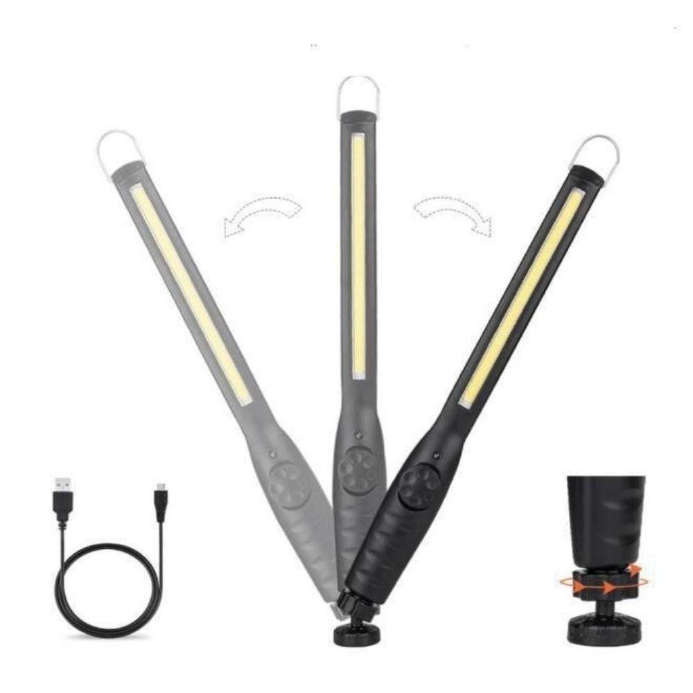 Torch USB Rechargeable LED Work Light With Magnet 360°Rotation Base Flashlight Bright Hook Design Emergency Lamp Workshop