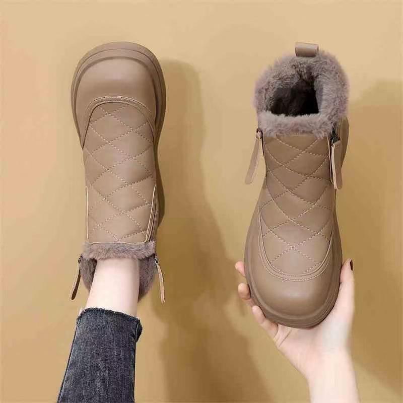 thick-soled snow boots women's new winter velvet thickened Northeast warm cotton shoes waterproof and non-slip short boots